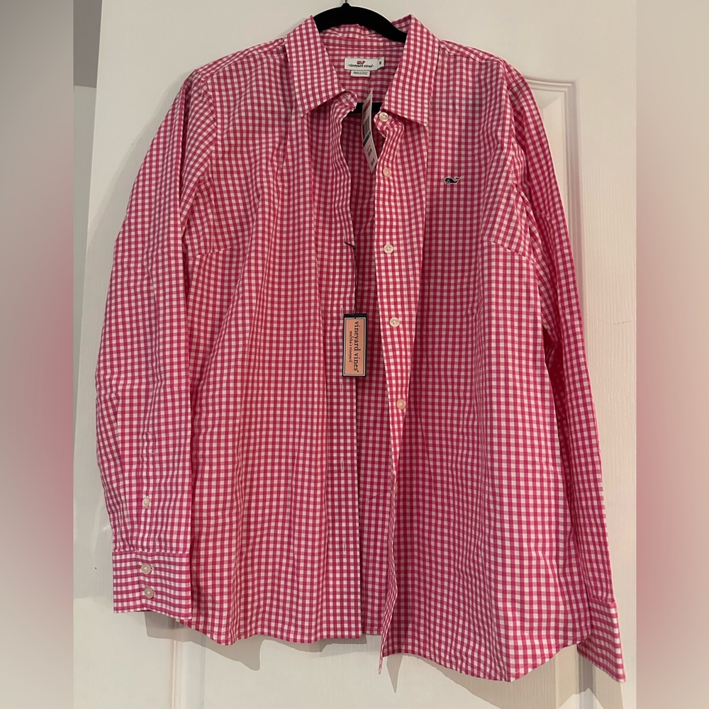 Gingham shirt in color lipstick size 16